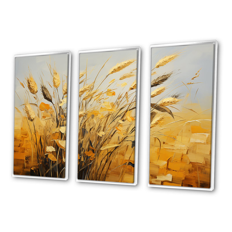 «Karmas Wheat Whirl Meadow I», ensemble de reproductions d'art mural, Cadre flottant blanc, H 32 po x l 48 po x P 1 po
