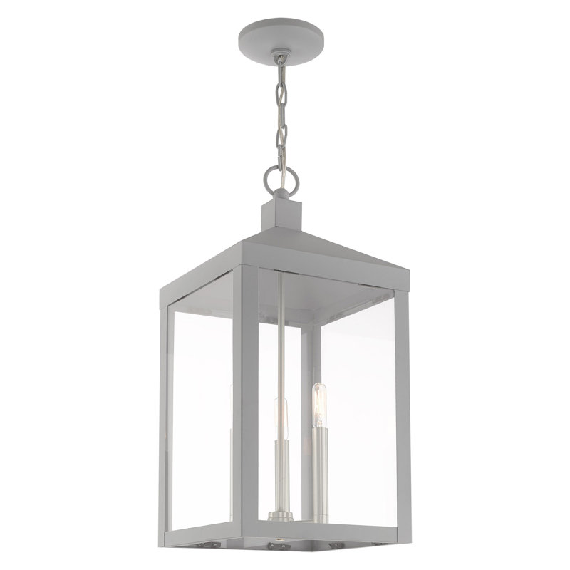 Lanterne suspendue d'extérieur à 3 lumières Inniss, Gris nordique, H 18,5 po x l 8,25 po x P 8,25 po