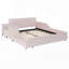 Lit tapissier en velours avec bureau de chevet et petit tabouret rond-811936896-811936902