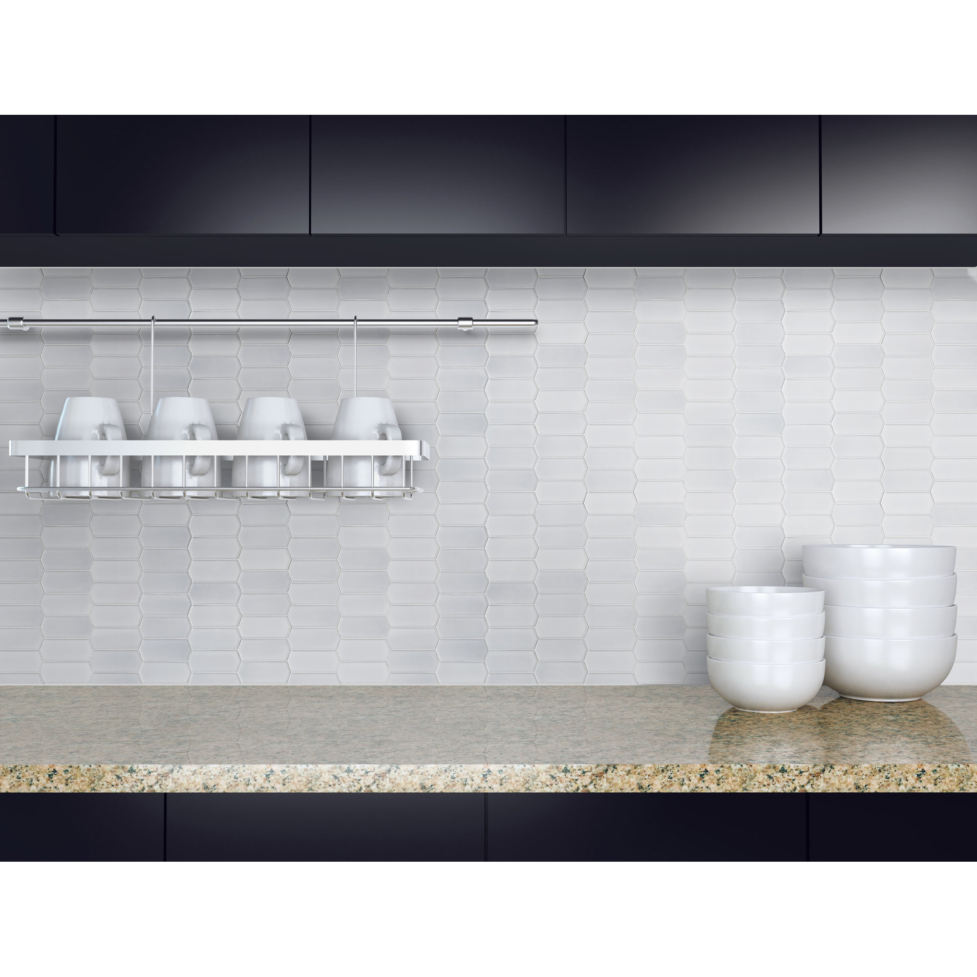 Silica White Spire 11 in. x 14 in. Glossy Porcelain Mosaic Floor and Wall Tile