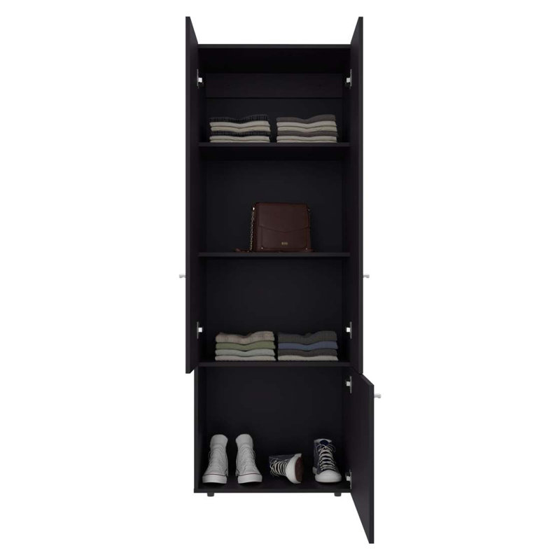 Armoire-penderie haute à 3 portes avec 4 tablettes Wenge, Wengé