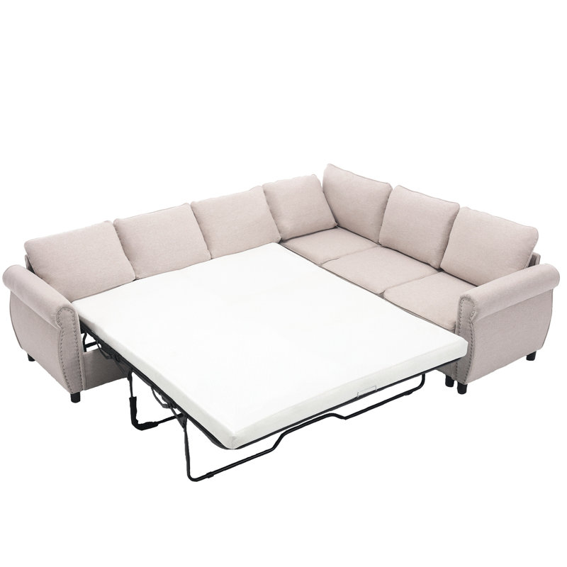 Canapé modulaire 2 en 1, 6 places, canapé-lit beige, confort, chambre à coucher