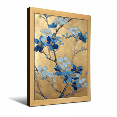 Plantes et fleurs fleurs bleues sur fond doré