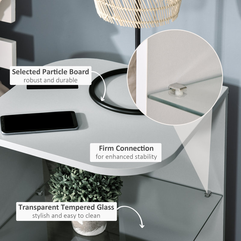 Lindholm 40cm W Manufactured Wood Bedside Table, Grey