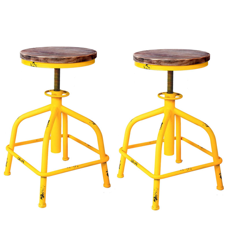 Tabouret de ferme Williston, Brun ructique, Jaune