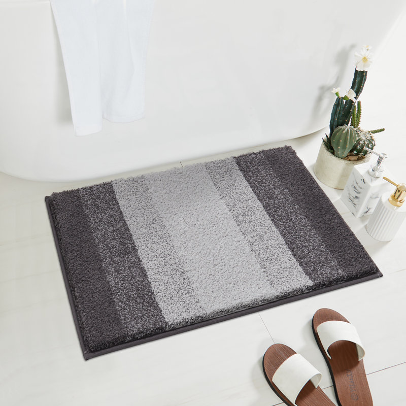 Water Absorbent Soft Plush Bath Mat, Gray, 23.62" L x 15.75" W