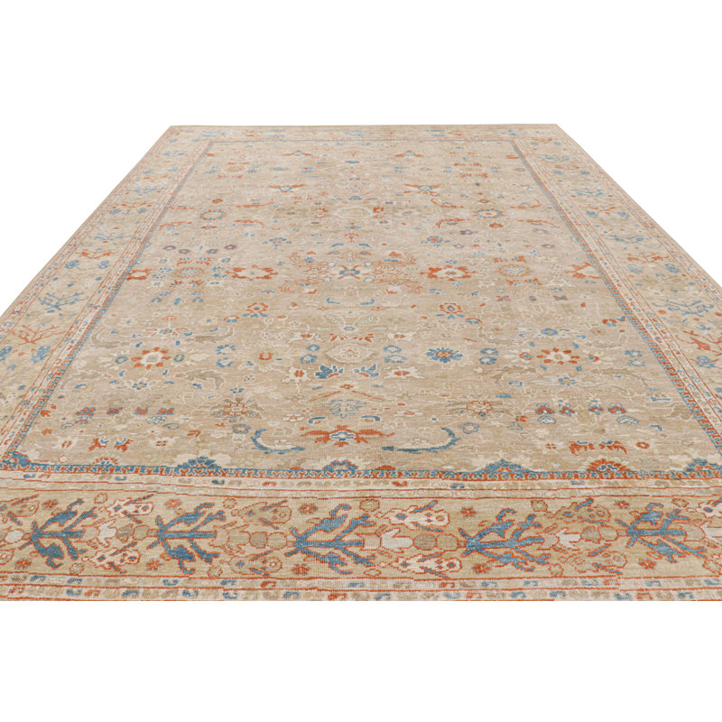 Rug & Kilim’S Oushak Style Rug In Beige And Orange With Floral Patterns
