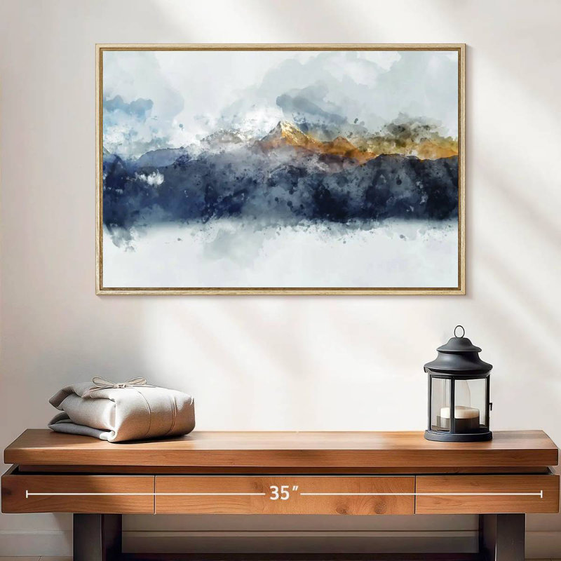 Montagnes de rêve, Cadre flottant en bois naturel, 25 po x 17 po