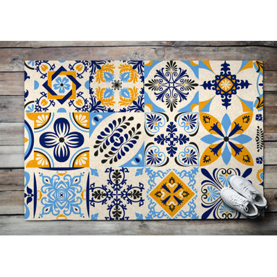 Non-Slip Floral Outdoor Doormat