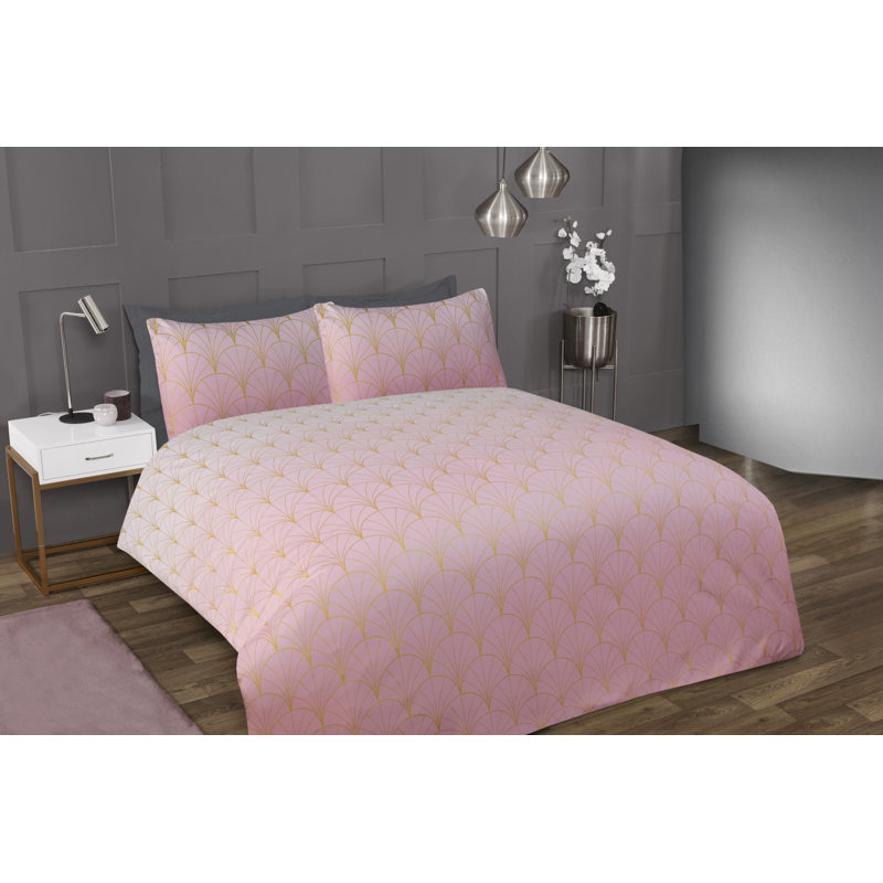 Double Ombre Metallic Deco Duvet Set, Pink, Full Duvet Cover + 2 Standard Pillowcases