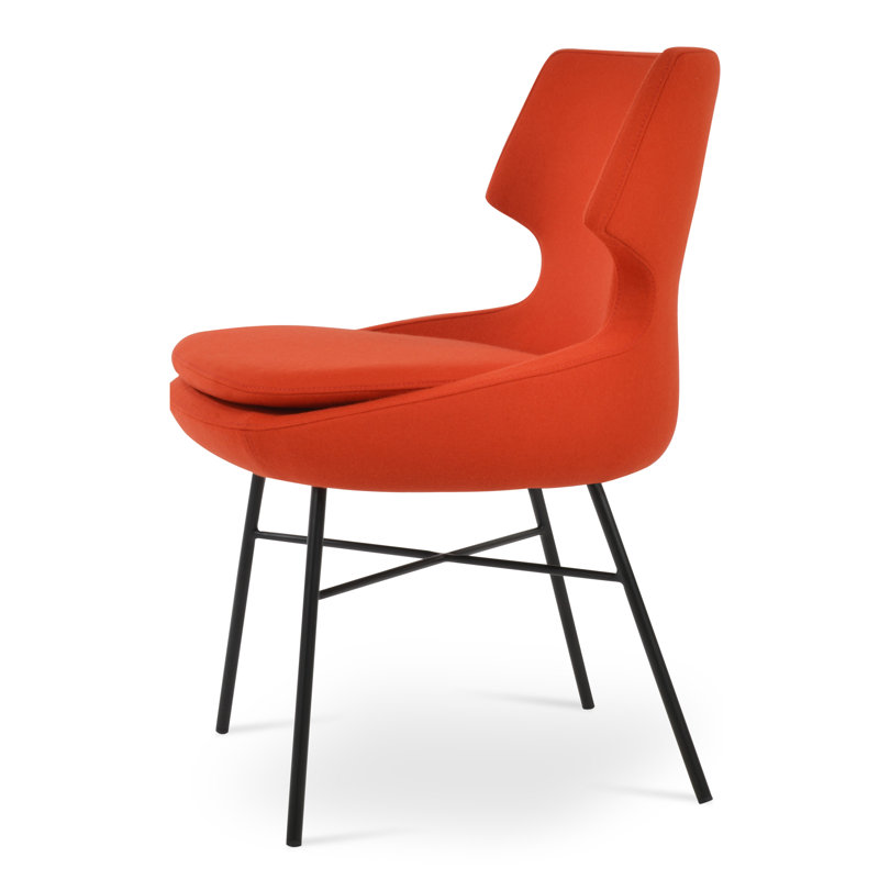 Patara Cross Side Chair, Wool Orange