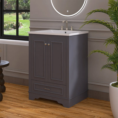 24'' Freestanding Bathroom Vanity With Ceramic Sink