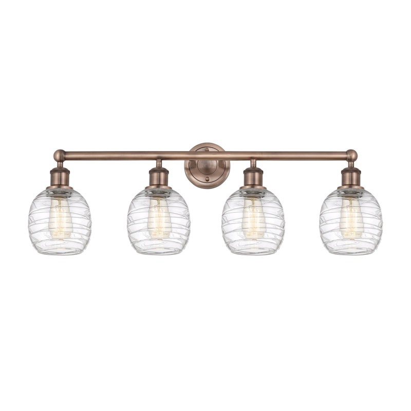 Éclairage pour meuble-lavabo 4 lumières Carlucci, Déco tourbillon, Cuivre antique