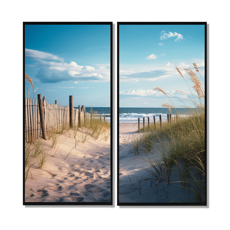 «Path To The Beach IV - Coastal Beach», art encadré, 20" H x 24" W, Impression encadrée flottante, Black