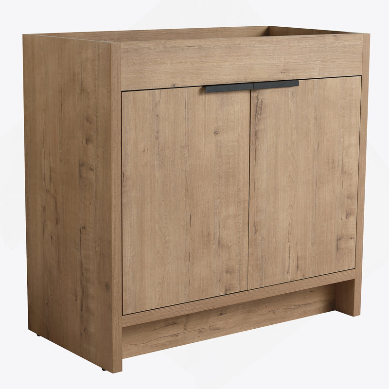 Meuble-lavabo autoportant de 36 po et 2 portes d'armoire à fermeture en douceur ((KD-PACKING), meuble-lavabo sans comptoir seulement