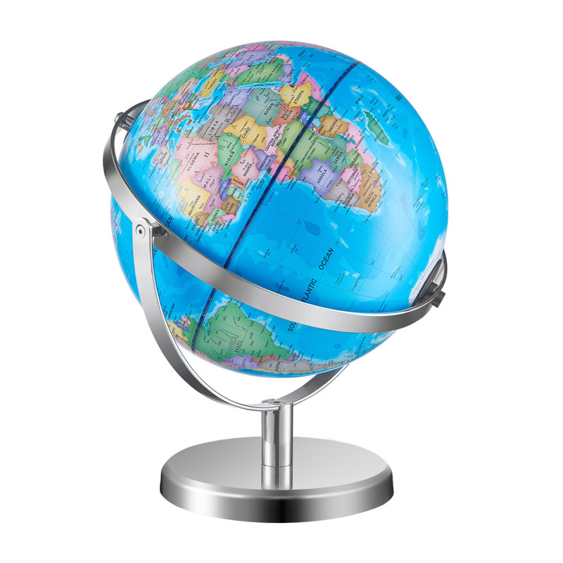 Globe terrestre lumineux avec support, 228,6 mm (9 pouces), globe éducatif avec base stable en métal lourd et veilleuse DEL avec carte des constellations imprimée en HD, rotation pour l'apprentissage en classe des enfants