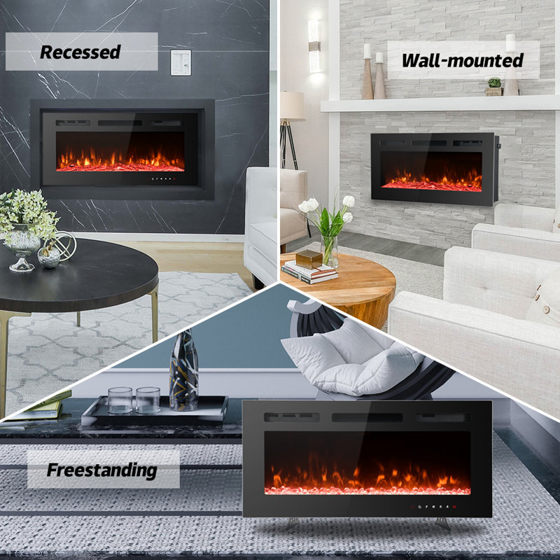 Carwyn Latitude Run Powder Coated Electric Fireplace, 43cm H x 102cm W x 10cm D