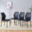 Chaise de luxe simple - ensemble de 4 chaises de salle à manger en polyuréthane noir à haute résilience avec pieds en métal noir. Le dossier de la chaise possède un motif à rayures verticales avec des lignes lisses et uniformes. W1151P282693-971294371