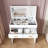 Flip Top Vanity Desk With LED Lighted Mirror & Built-In Outlet - Makeup Vanity Table With 2 Drawers, Open Storage, Hooks For Jewelry (No Stool Included, White)