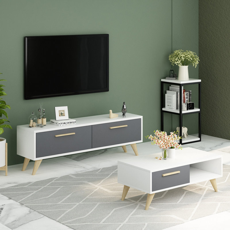 4 Legs Coffee Table, Light Brown/Black, Light Brown