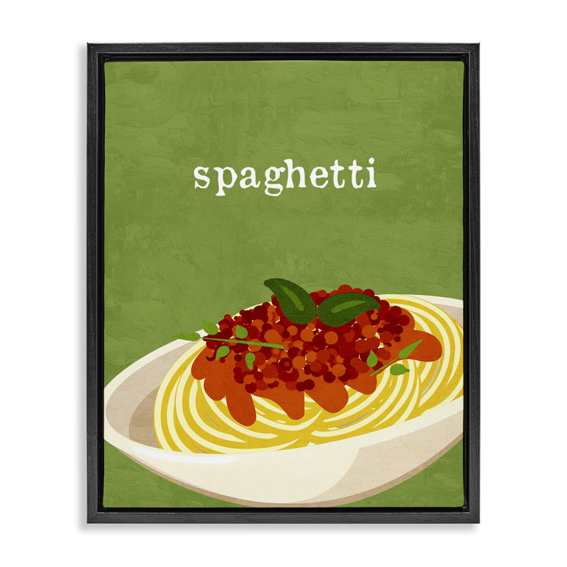 Cadre flottant Spaghetti Italian Cuisine, design par Kim Allen, H 21 po x l 17 po, Cadre flottant noir de jais