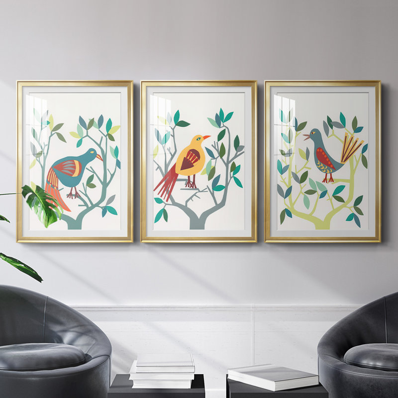 «Whitty Bird II», reproduction encadrée de qualité supérieure - prête à être accrochée, H 42,5 po x l 61 po, Cadre doré