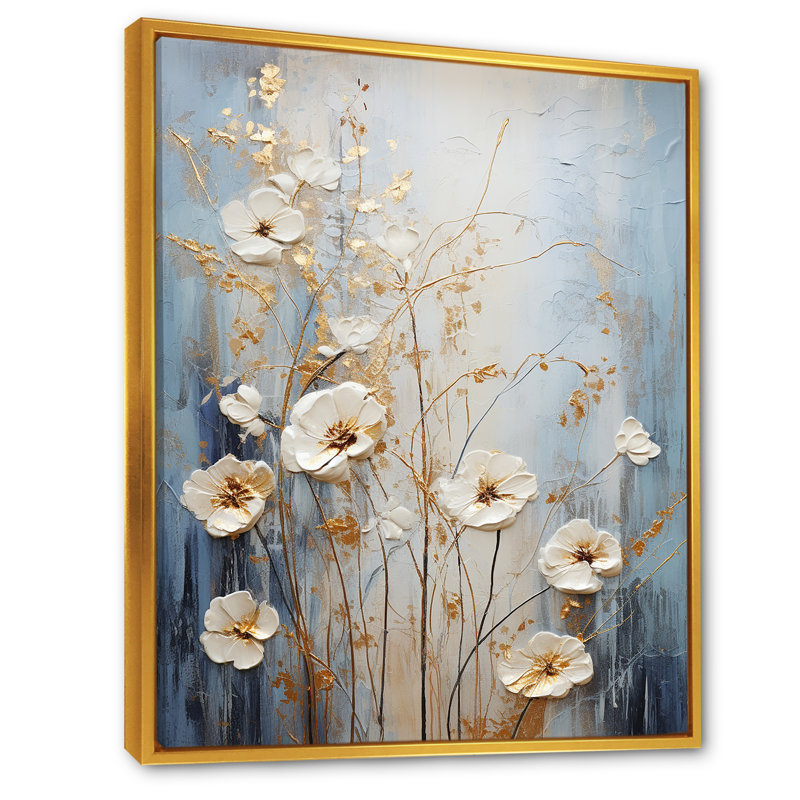 «Wildflowers Botanical Beauty I», reproduction sur toile, Cadre flottant doré, H 44 po x l 34 po x P 1,5 po