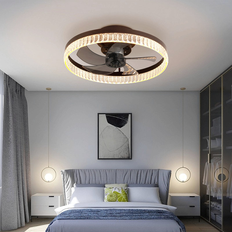 20" Low Profile Ceiling Fan With Light And Remote Control, Dimmable Led Ceiling Fan,  6 Speeds, Timing Reversible Blades