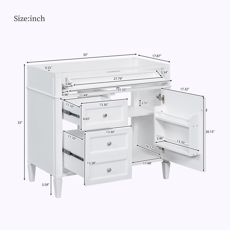 Bases de meuble-lavabo 36 po seulement, Blanc