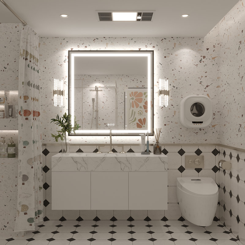 Miroir de salle de bain Molly Framelss, 36 po x 36 po, Noir