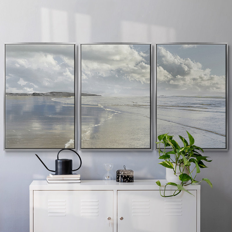Infinity Beach, reproduction sur toile 3 pièces, Argent, H 36 po x l 75 po x P 2 po