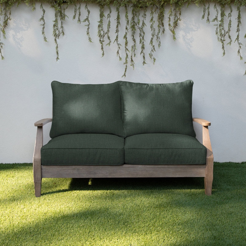 Davana Sunbrella Outdoor 5'' Loveseat Seat / Back Cushion, 23" W x 23.5" D, Cast Ivy Sunbrella® Plainweave