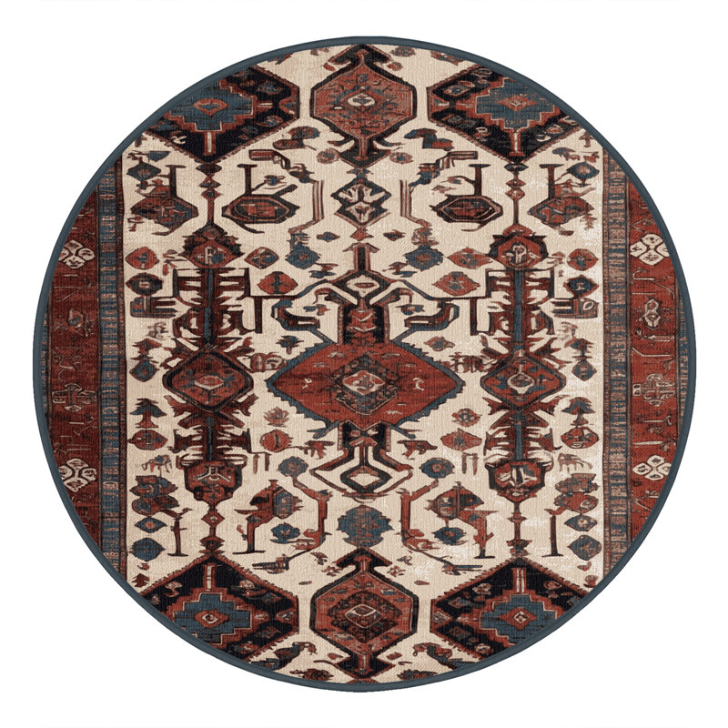 Tapis brun lavable à la machine, Rond 7 pi