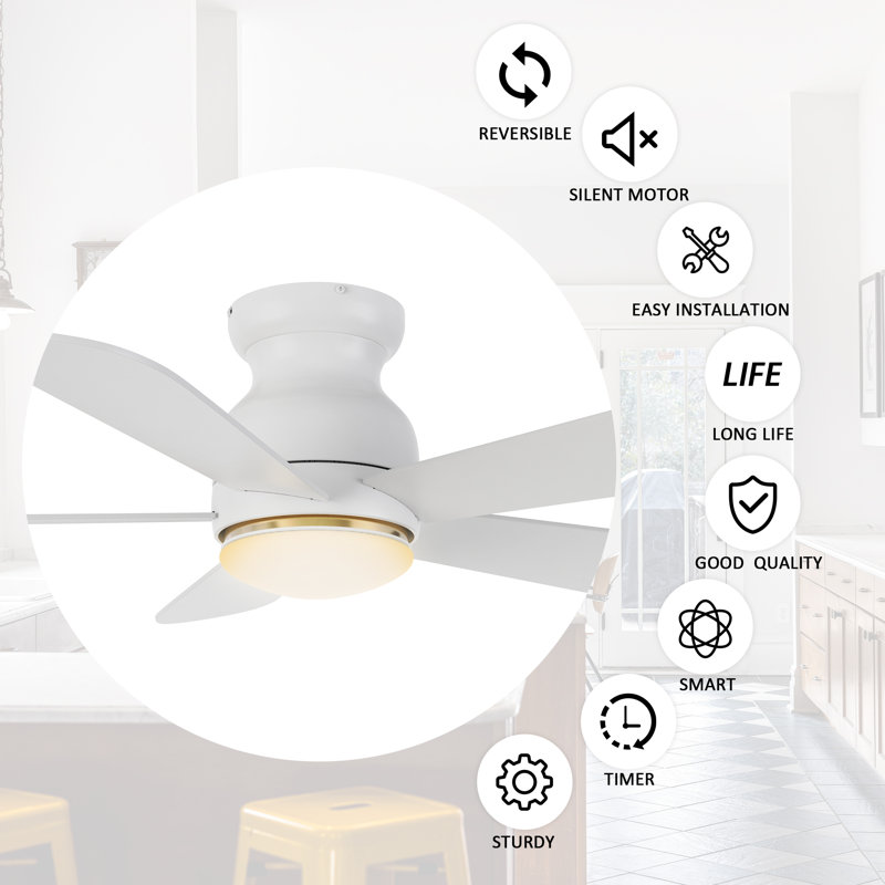 Ventilateur de plafond 48 po avec lumière Gabrand, Blanc