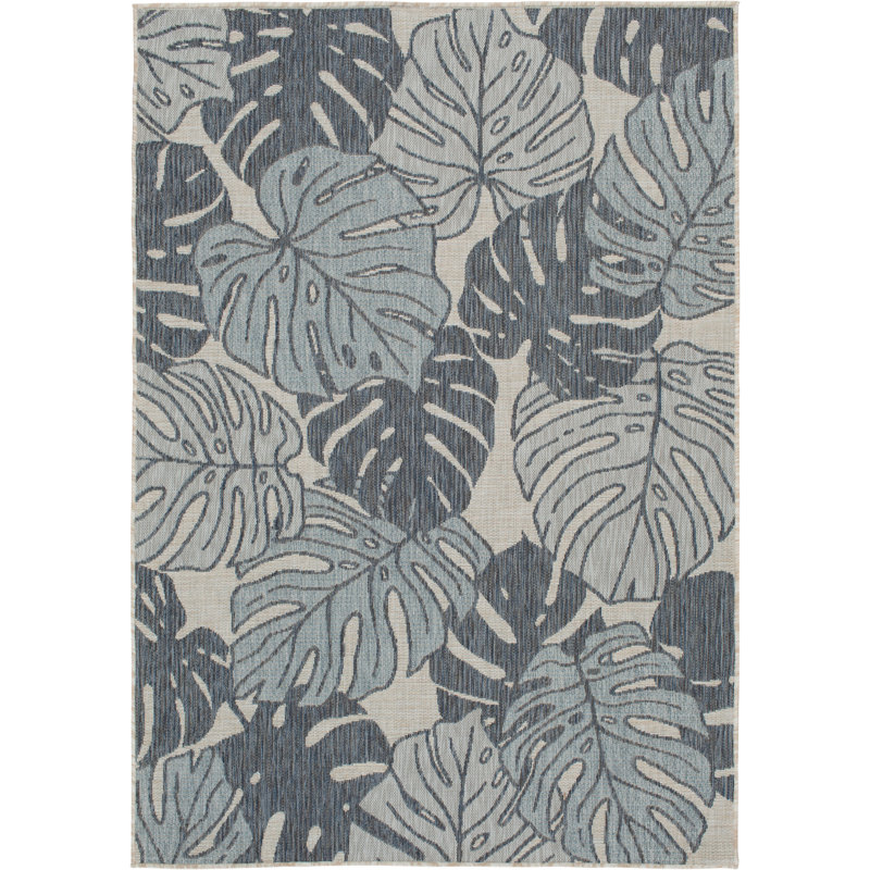 Tapis intérieur / extérieur floral Burdine, Rectangle 7 pi 10 po x 9 pi 10 po
