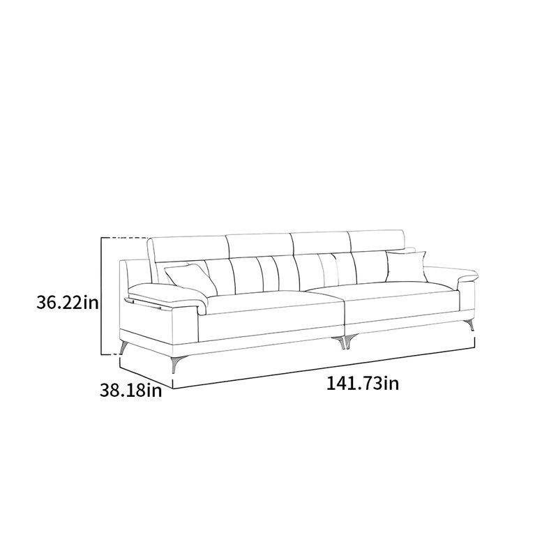 Canapé à lignes droites de style minimaliste moderne, H 36,22 po x l 141,73 po x P 38,18 po, 6