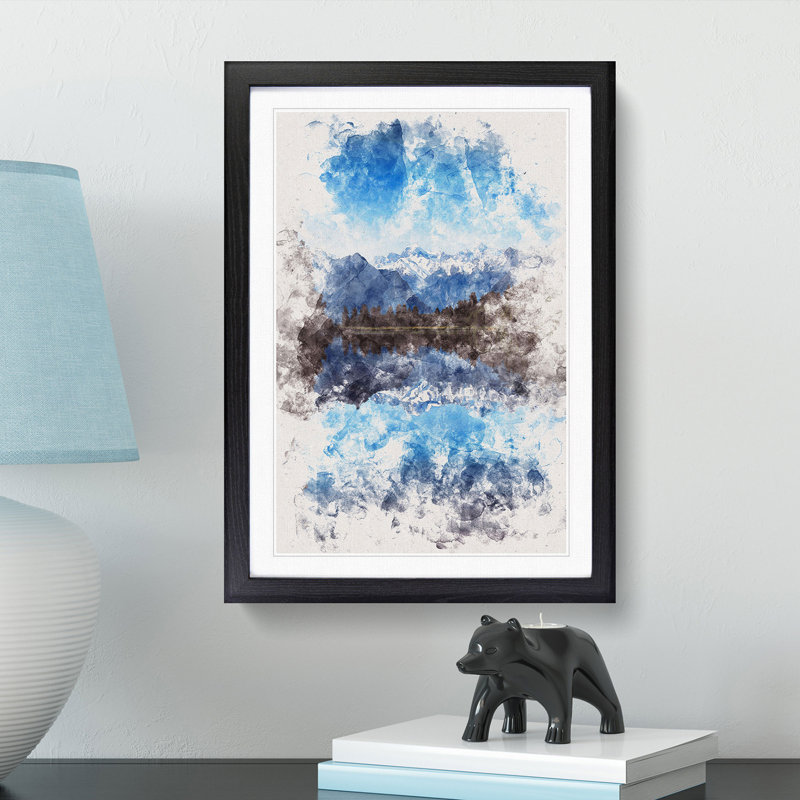 Lake Matheson in New Zealand - Picture Frame Painting Print, 63cm H x 45cm W x 2cm D, Black Framed