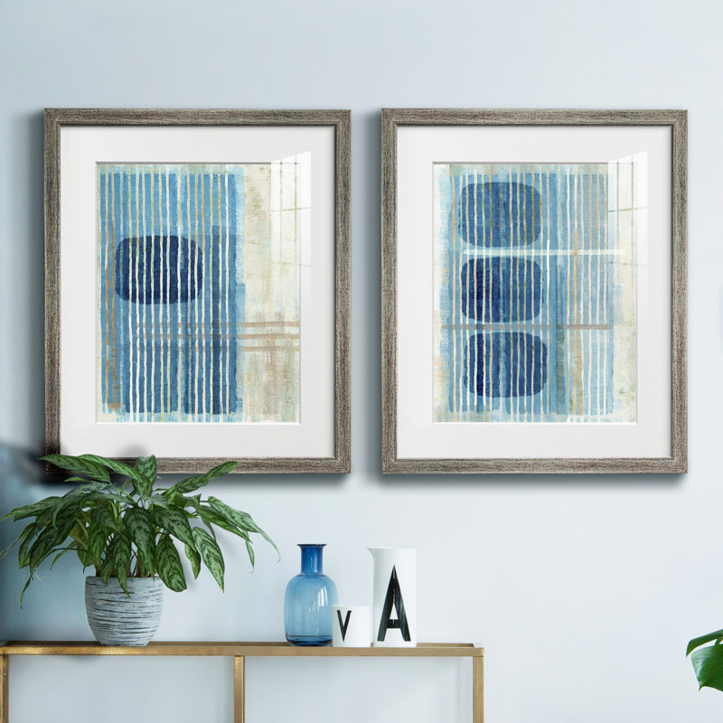 «Blue Blue Horizon I», reproduction encadrée de qualité supérieure - prête à être accrochée