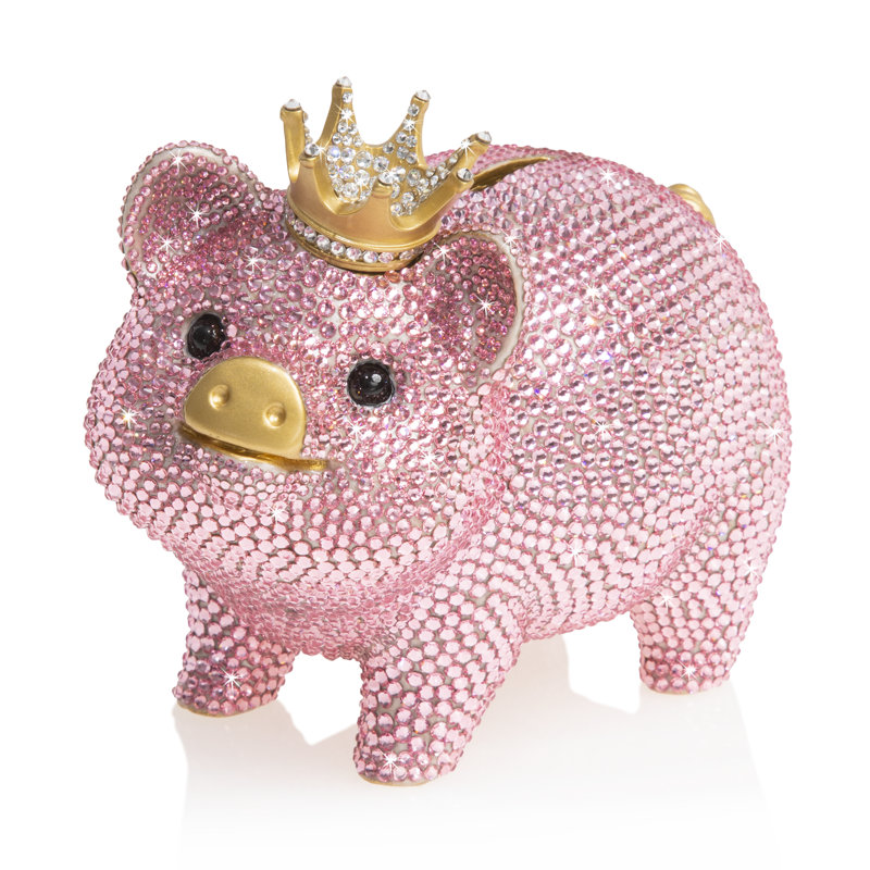 Gatsby Pave Piggy Bank with Crown