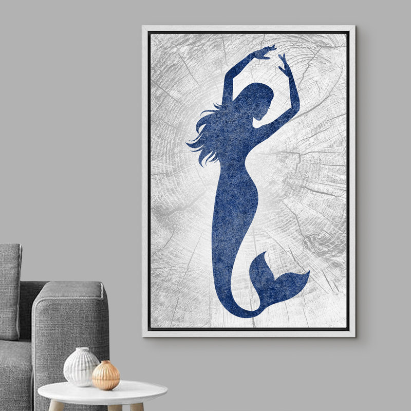 «Mermaid Dancing In Graphite Sea», reproduction sur toile flottante, H 36 po x l 24 po x P 1,5 po, Cadre blanc