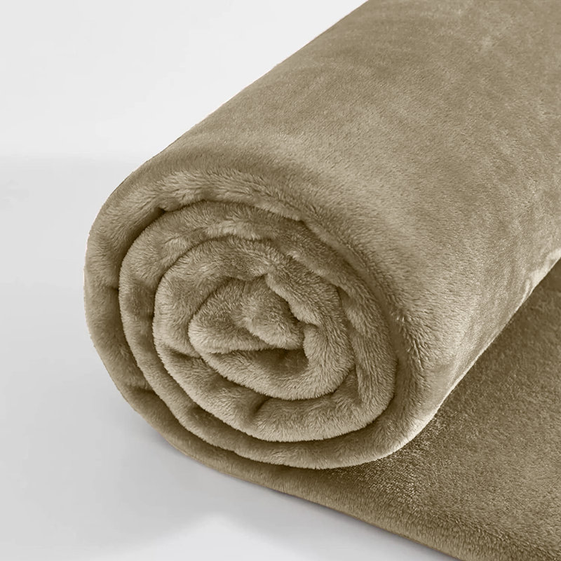 Ultra Soft Plush Faux Fur Reversible Fleece Blanket, Super King, Camel
