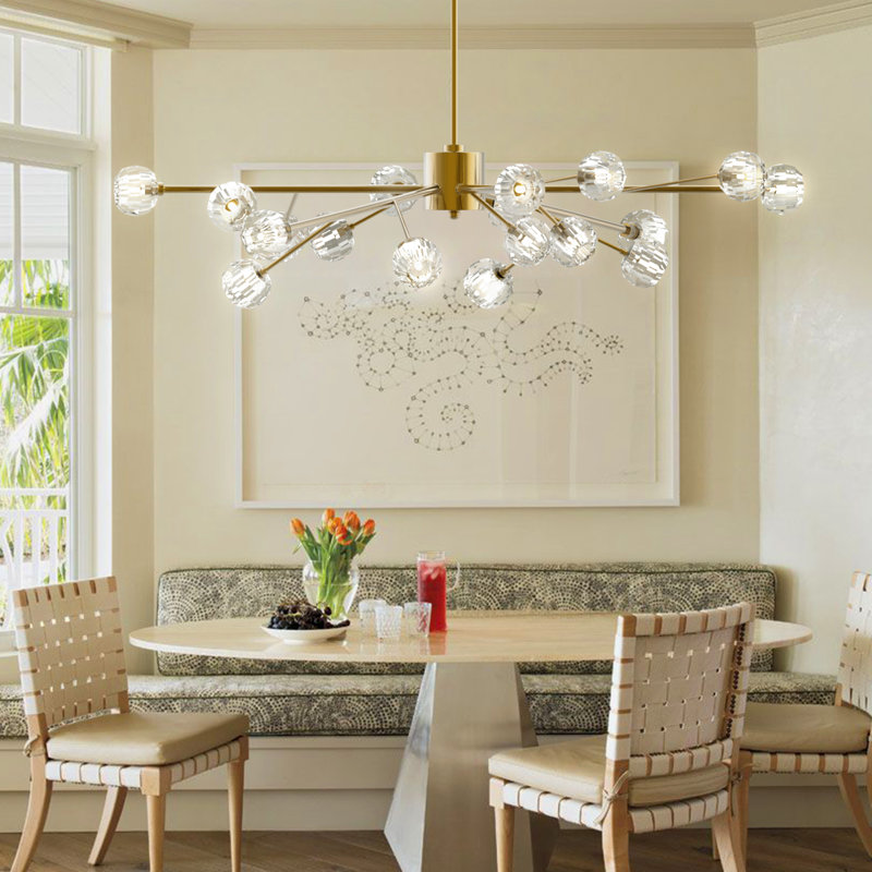 Titus 18 - Light Dimmable Sputnik Modern Chandelier with K9 Crystal Shades, Brass Gold