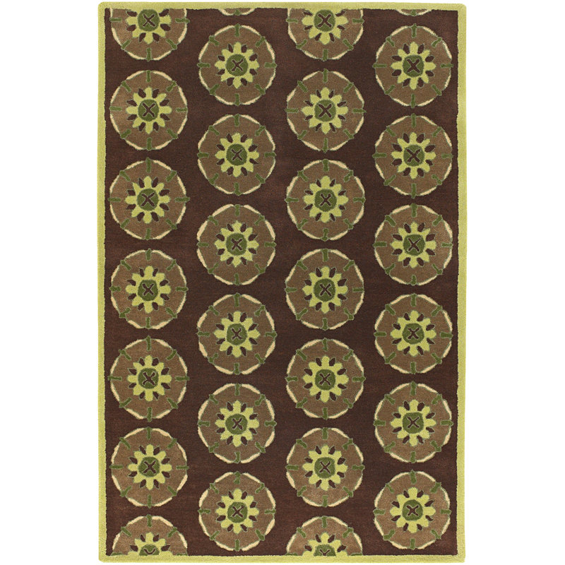 Fayetteville Handmade Hand-Tufted Geometric Brown/Tan Indoor Wool Area Rug, Rectangle 7'9" x 10'6"