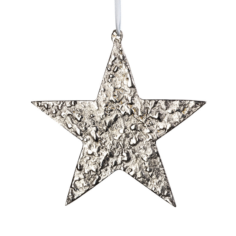 Ornement en forme d'étoile de Noël, H 8 po x l 8 po x P 8,5 po, Argent