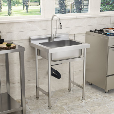Évier de cuisine autoportant en acier inoxydable de 25 po x P 22 po pour cuisine, garage et atelier
