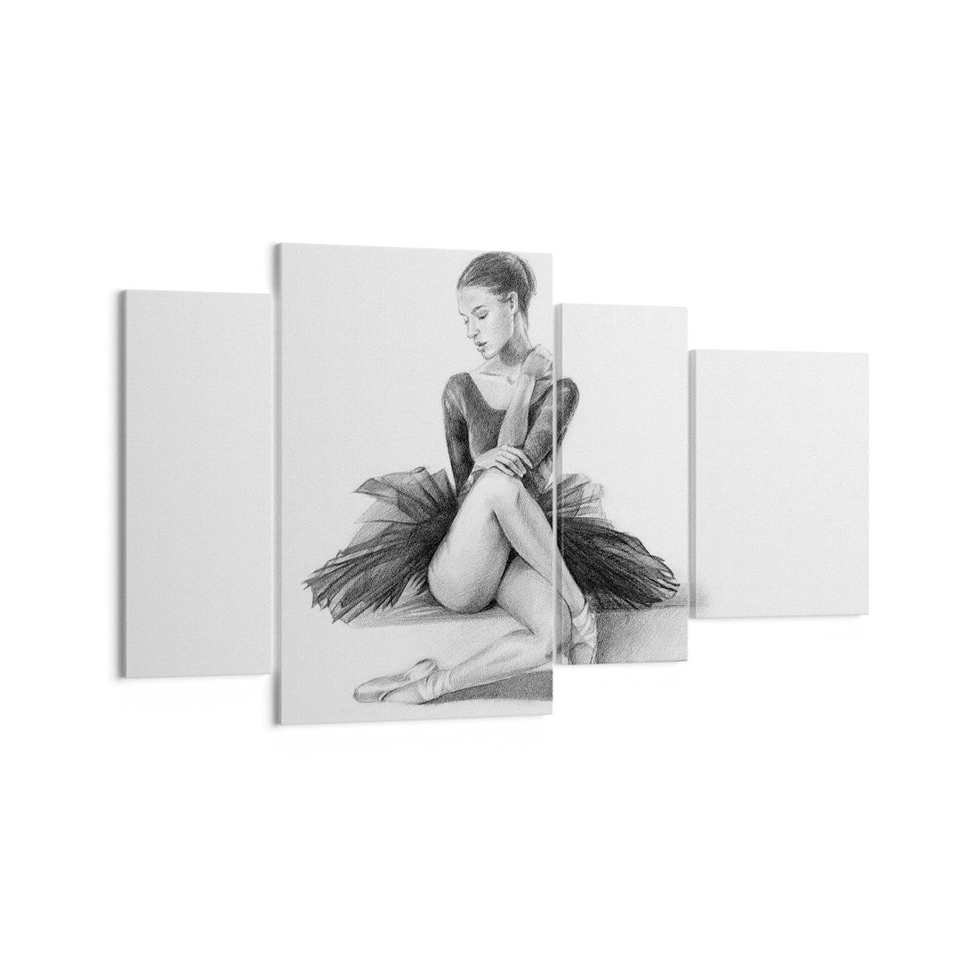 4-tlg. Leinwandbilder-Set Ballerina Drawing Pencil