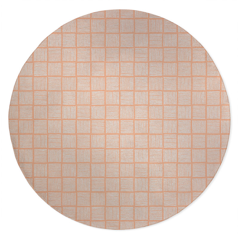 Tally Blocks Non-Slip Outdoor Rug, Round 5'