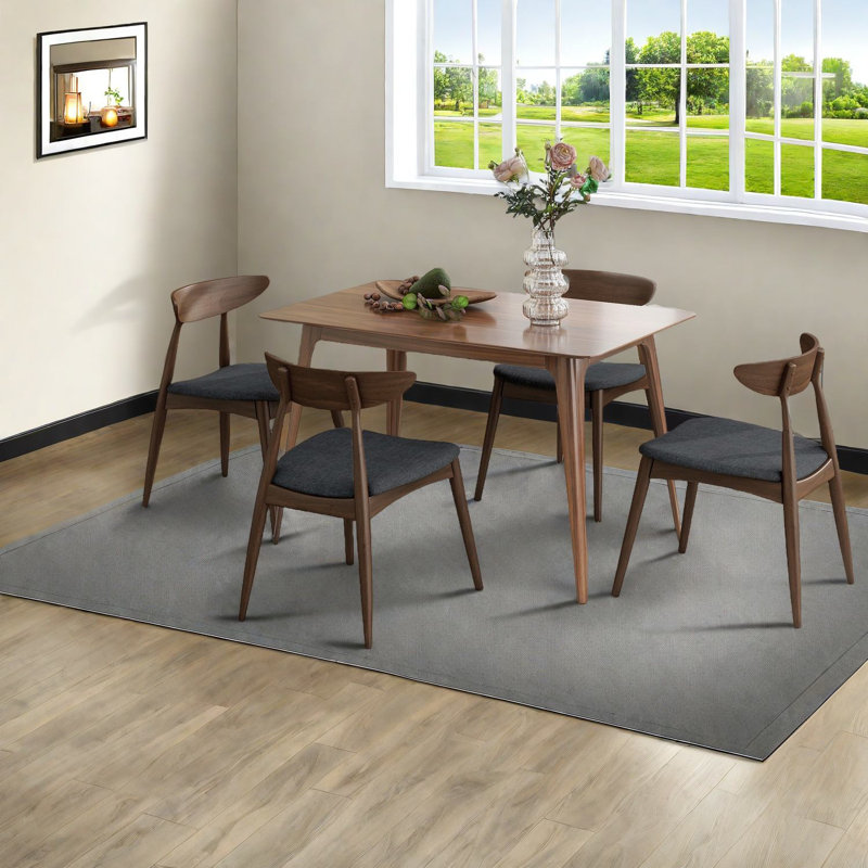 Ensemble de table de salle à manger durable, structure en bois d'hévéa, style Mid-Century moderne, idéal pour la maison