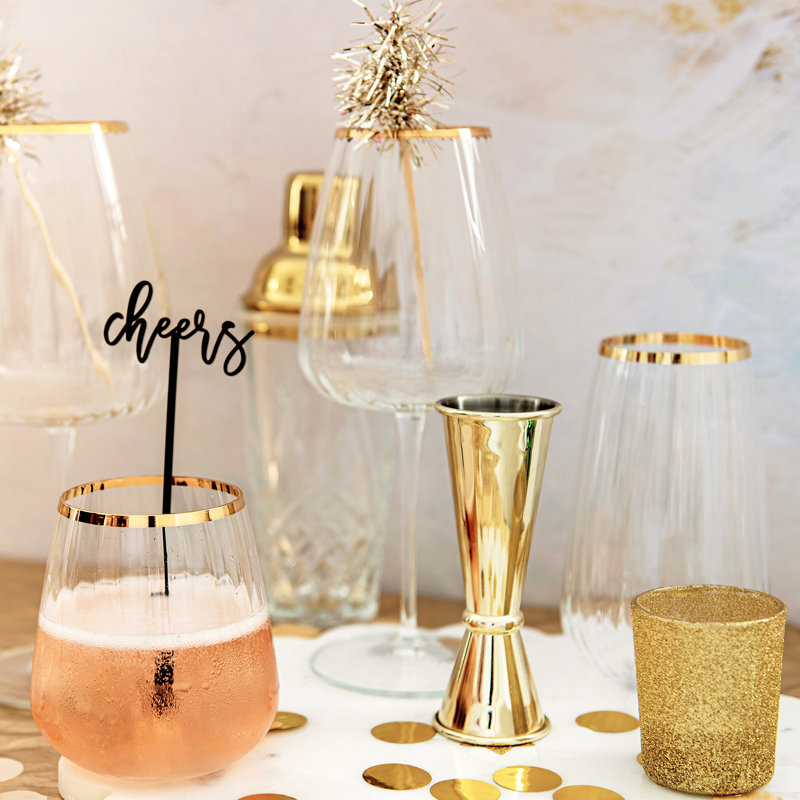 Francesca Water Glass, Clear/Gold
