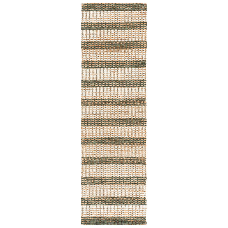 Martha Stewart Hand Tufted Jute/Sisal; Wool; Cotton Striped Indoor Rug, 2'-3" X 8'-0" Runner